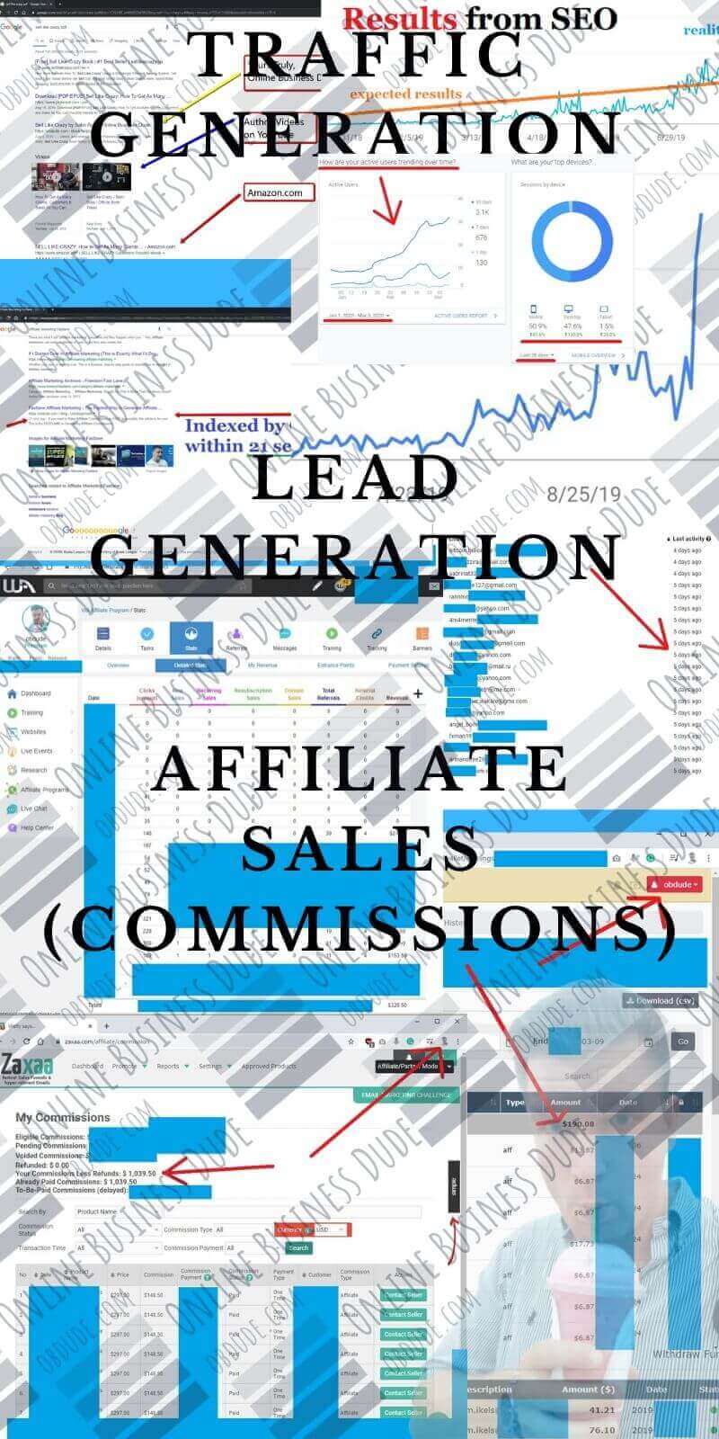 Excerpt of results from affiliate marketing